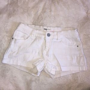 White Jean Mid Rose Shorts